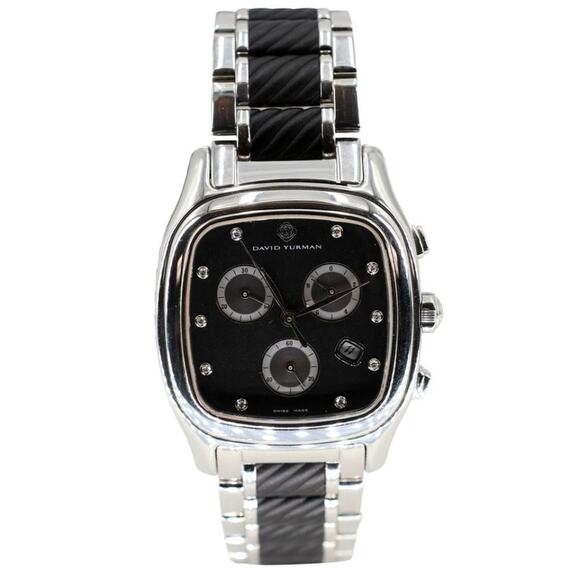 David Yurman Thoroughbred Carbon Chevron Automatic Chronograph Watch - Picture 1 of 10